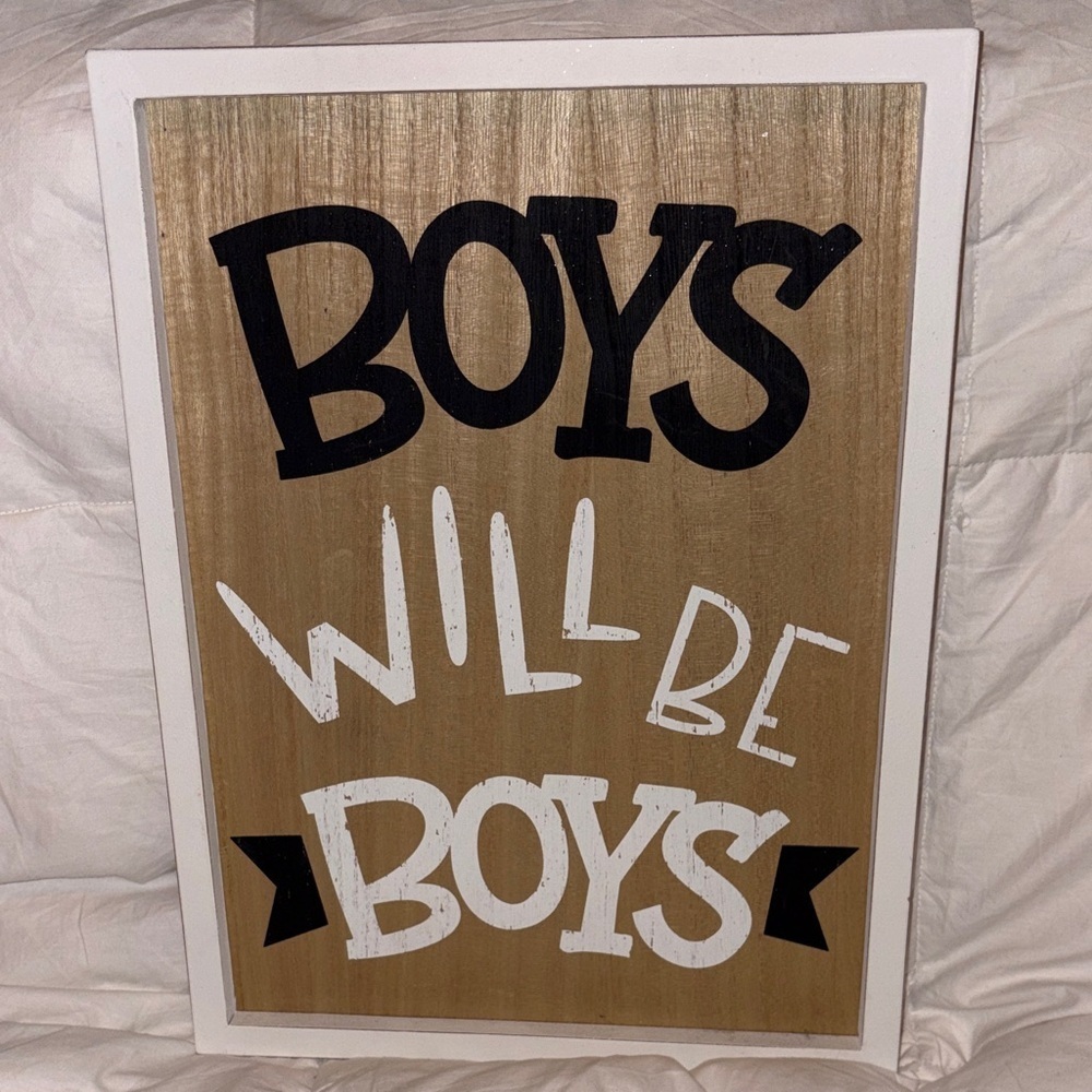Boys will be boys wooden wall art picture new with tags